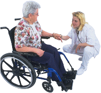 Older woman with nurse